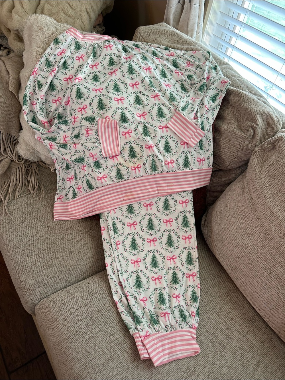 Darling Women’s Pink & Green Holiday Tree Pajama Set